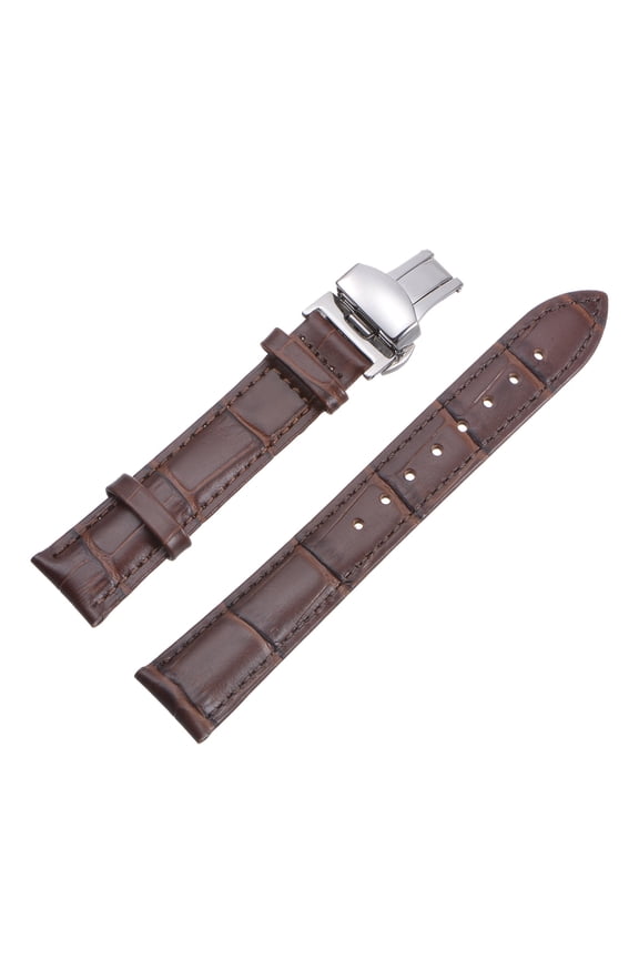 Leather Band Replacement Kit Deployment Buckle Watch Strap 13mm with Spring Bars, Brown
