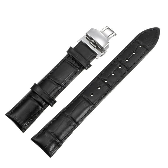 Uxcell Leather Band Replacement Kit Deployment Buckle Watch Strap 16mm with Spring Bars, Black
