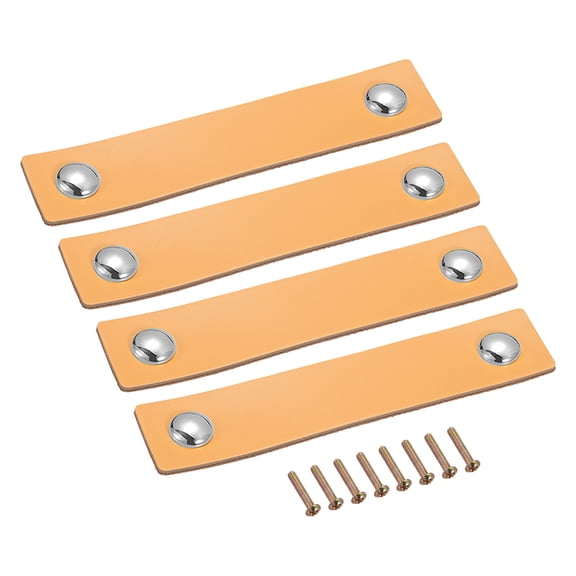 Uxcell Leather Drawer Pulls, 5.4" 4Pack Leather Furniture Handles Drawer Knob Pull Khaki