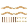 thumbnail image 1 of Uxcell Leather Drawer Pulls Leather Handle Hole Center Cabinet Dresser Knobs with Screws for Dresser Cupboard Closet Doors Beige 5 Inch, 1 of 7