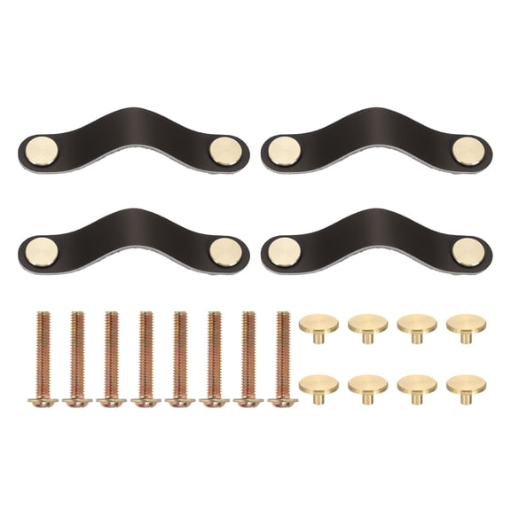 Uxcell Leather Drawer Pulls Leather Handle Hole Center Cabinet Dresser Knobs with Screws for Dresser Cupboard Closet Doors Black 3.7 Inch