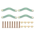 thumbnail image 1 of Uxcell Leather Drawer Pulls Leather Handle Hole Center Cabinet Dresser Knobs with Screws for Dresser Cupboard Closet Doors Blue 6.3 Inch, 1 of 7
