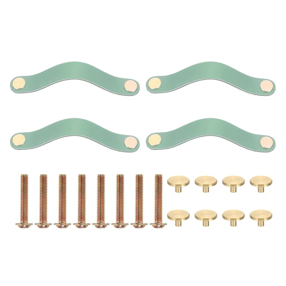 Uxcell Leather Drawer Pulls Leather Handle Hole Center Cabinet Dresser Knobs with Screws for Dresser Cupboard Closet Doors Blue 6.3 Inch