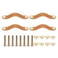 thumbnail image 1 of Uxcell Leather Drawer Pulls Leather Handle Hole Center Cabinet Dresser Knobs with Screws for Dresser Cupboard Closet Doors Light Orange 5 Inch, 1 of 7