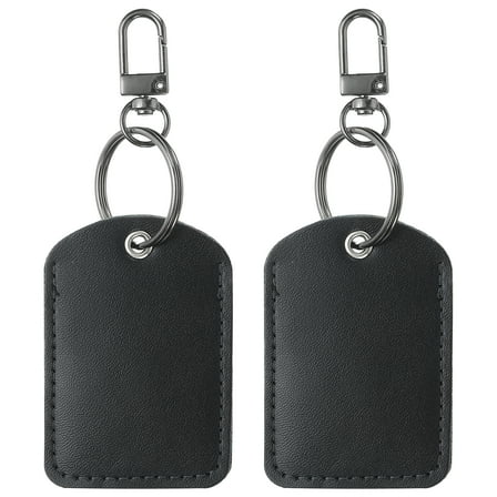 Uxcell Leather Key Fob, 2 Pack Genuine Leather Key Fobs DIY Keychain Holder for Home Office Keys, Black