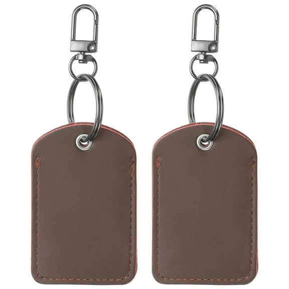 Uxcell Leather Key Fob, 2 Pack Genuine Leather Key Fobs DIY Keychain Holder for Home Office Keys, Brown