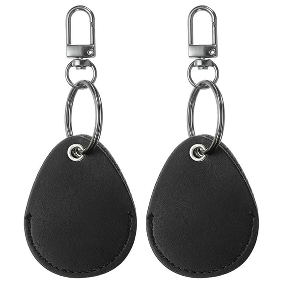 Uxcell Leather Key Fob, 2 Pack Leather Key Fobs DIY Keychain Holder for Home Office Keys, Black