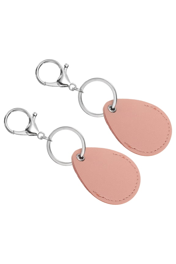 Leather Key Fob, 2 Pack PU Leather Key Fobs Key Chain Holder for ID Key Cards, Pink