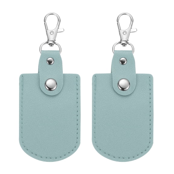 Uxcell Leather Key Fob, 2 Pcs Leather Key Fobs with Key Rings DIY Keychain Holder for Car Keys, Blue