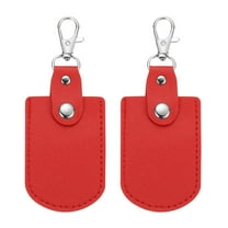 Uxcell Leather Key Fob, 2 Pcs Leather Key Fobs with Key Rings DIY Keychain Holder for Car Keys, Red