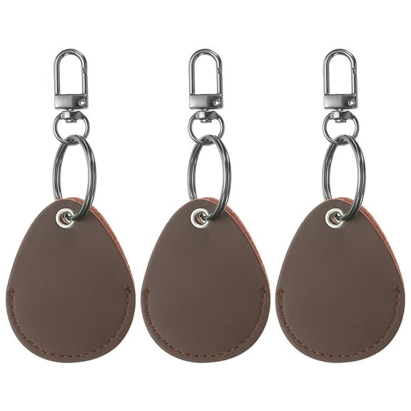 Uxcell Leather Key Fob, 3 Pack Leather Key Fobs DIY Keychain Holder for Home Office Keys, Brown