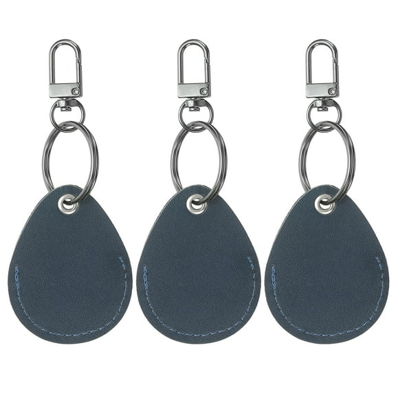 Uxcell Leather Key Fob, 3 Pack Leather Key Fobs DIY Keychain Holder for Home Office Keys, Navy Blue