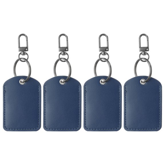 Uxcell Leather Key Fob, 4 Pack Genuine Leather Key Fobs DIY Keychain Holder for Home Office Keys, Navy Blue