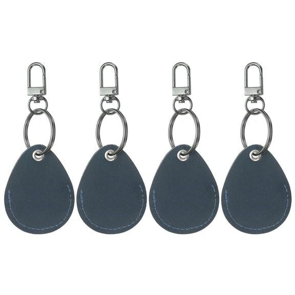 Uxcell Leather Key Fob, 4 Pack Leather Key Fobs DIY Keychain Holder for Home Office Keys, Navy Blue