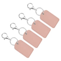 Uxcell Leather Key Fob, 4 Pack PU Leather Key Fob with Key Rings for ID Key Cards, Pink