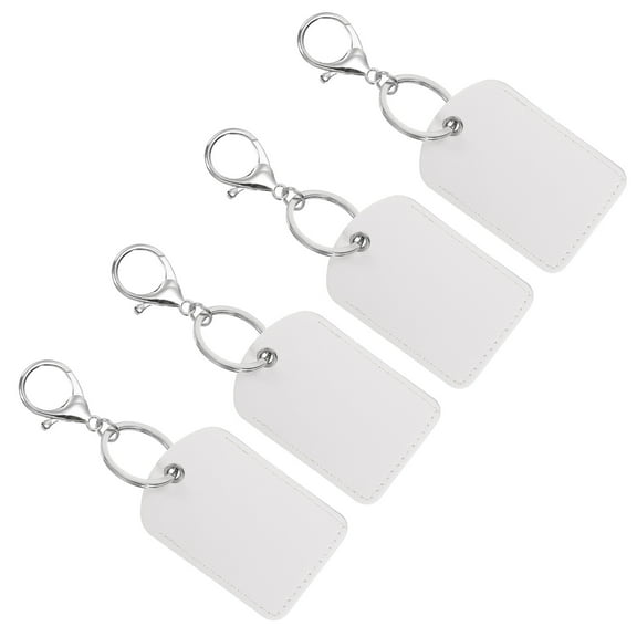 Uxcell Leather Key Fob, 4 Pack PU Leather Key Fob with Key Rings for ID Key Cards, White