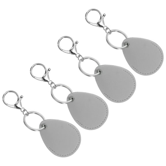 Uxcell Leather Key Fob, 4 Pack PU Leather Key Fobs Key Chain Holder for ID Key Cards, Gray