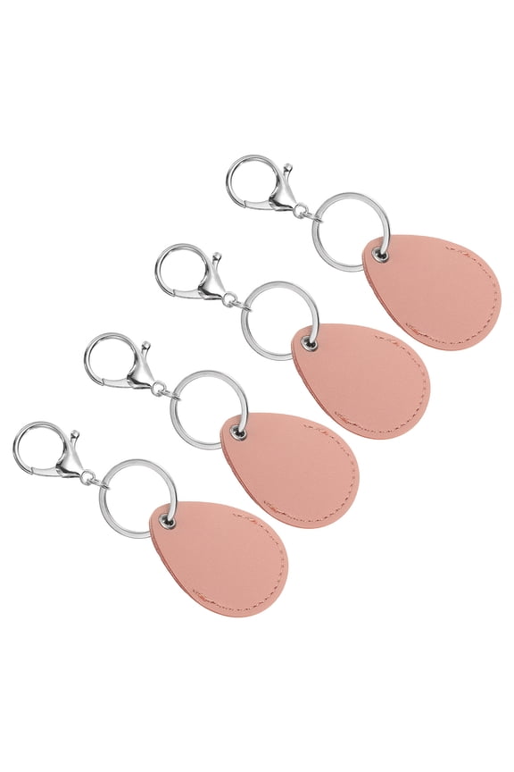 Leather Key Fob, 4 Pack PU Leather Key Fobs Key Chain Holder for ID Key Cards, Pink