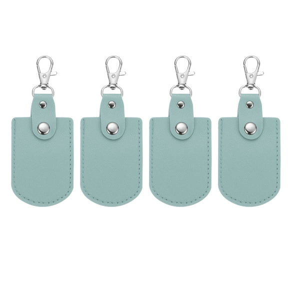 Uxcell Leather Key Fob, 4 Pcs Leather Key Fobs with Key Rings DIY Keychain Holder for Car Keys, Blue