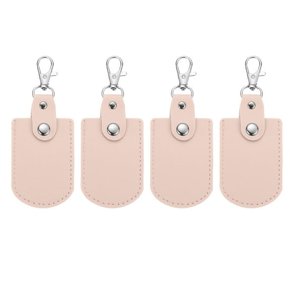 Uxcell Leather Key Fob, 4 Pcs Leather Key Fobs with Key Rings DIY Keychain Holder for Car Keys, Pink