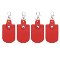 Uxcell Leather Key Fob, 4 Pcs Leather Key Fobs with Key Rings DIY Keychain Holder for Car Keys, Red