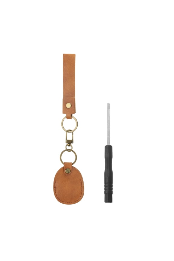 Leather Key Fob, Genuine Leather Key Fobs DIY Keychain Holder for Car Keys ID Key Cards, Brown