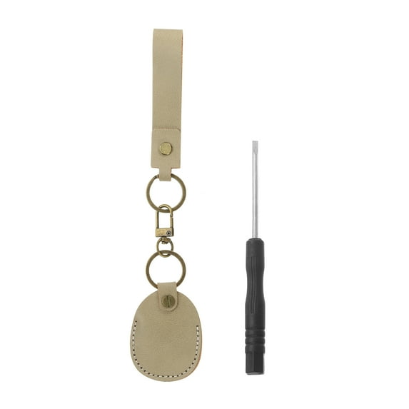 Uxcell Leather Key Fob, Genuine Leather Key Fobs DIY Keychain Holder for Car Keys ID Key Cards, Coffee-grey