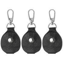Uxcell Leather Key Fob, Genuine Leather Keys Cover Portable Key Fob Air Tag Holder for Keys ID Key Cards, Black 3 Pack