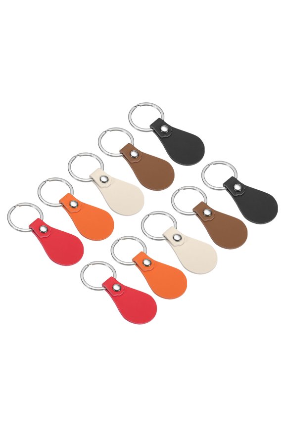 Leather Key Fob Kit, 10 Pack PU Leather Key Fob Blanks and Key Rings for Laser Engraving, 5 Colors