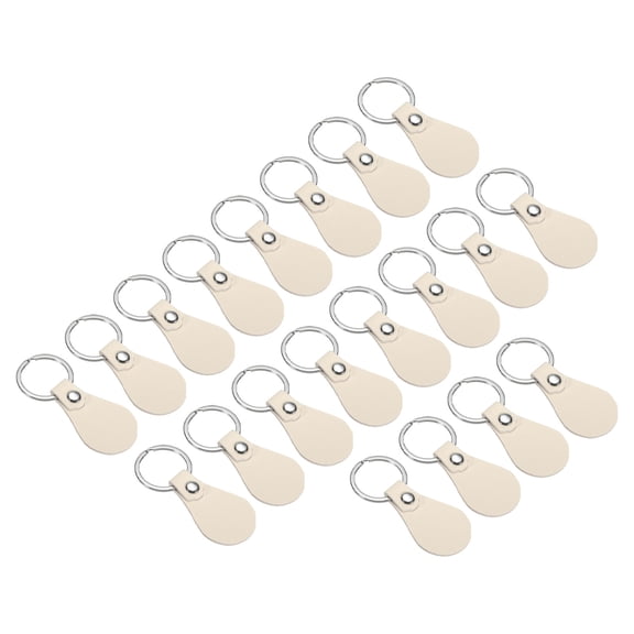 Uxcell Leather Key Fob Kit, 20 Pack PU Leather Key Fob Blanks and Key Rings for Laser Engraving, White