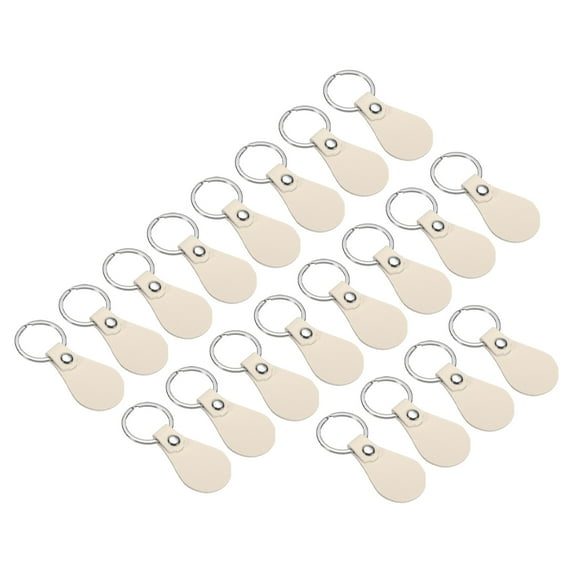 Uxcell Leather Key Fob Kit, 20 Pack PU Leather Key Fob Blanks and Key Rings for Laser Engraving, White