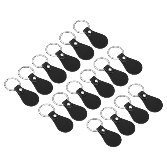 Uxcell Leather Key Fob Kit, PU Leather Key Fob Blanks and Key Rings for Laser Engraving, Black 16 Pack