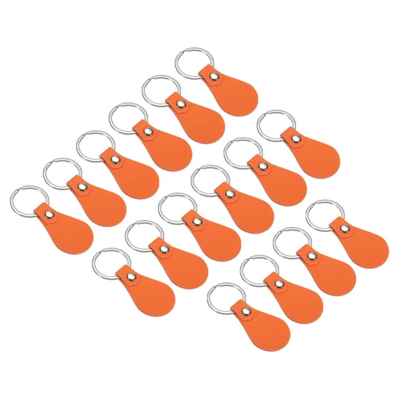 Uxcell Leather Key Fob Kit, PU Leather Key Fob Blanks and Key Rings for Laser Engraving, Orange 16 Pack