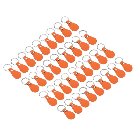 Uxcell Leather Key Fob Kit, PU Leather Key Fob Blanks and Key Rings for Laser Engraving, Orange 36 Pack