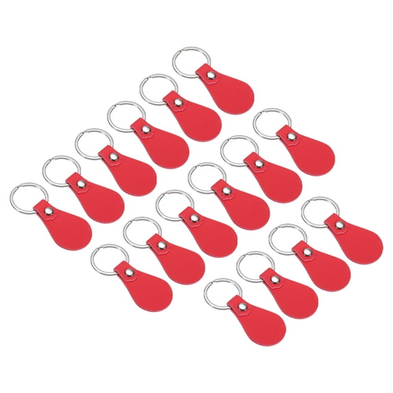 Uxcell Leather Key Fob Kit, PU Leather Key Fob Blanks and Key Rings for Laser Engraving, Red 16 Pack