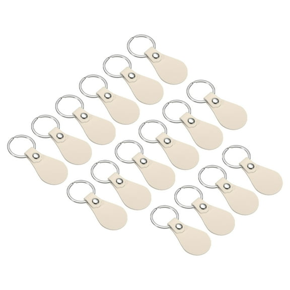 Uxcell Leather Key Fob Kit, PU Leather Key Fob Blanks and Key Rings for Laser Engraving, White 16 Pack