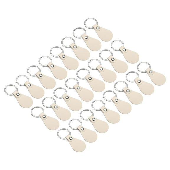 Uxcell Leather Key Fob Kit, PU Leather Key Fob Blanks and Key Rings for Laser Engraving, White 24 Pack