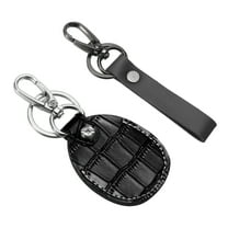 Uxcell Leather Key Fob Protector with Clip for Car Keys and Office Use Black