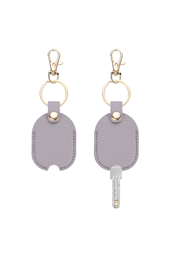 Leather Key Sleeve [2Pcs] - Vintage Car Broken Key Loop Replacement Covers with Keychain - [Light Purple] Keys Cover Protector