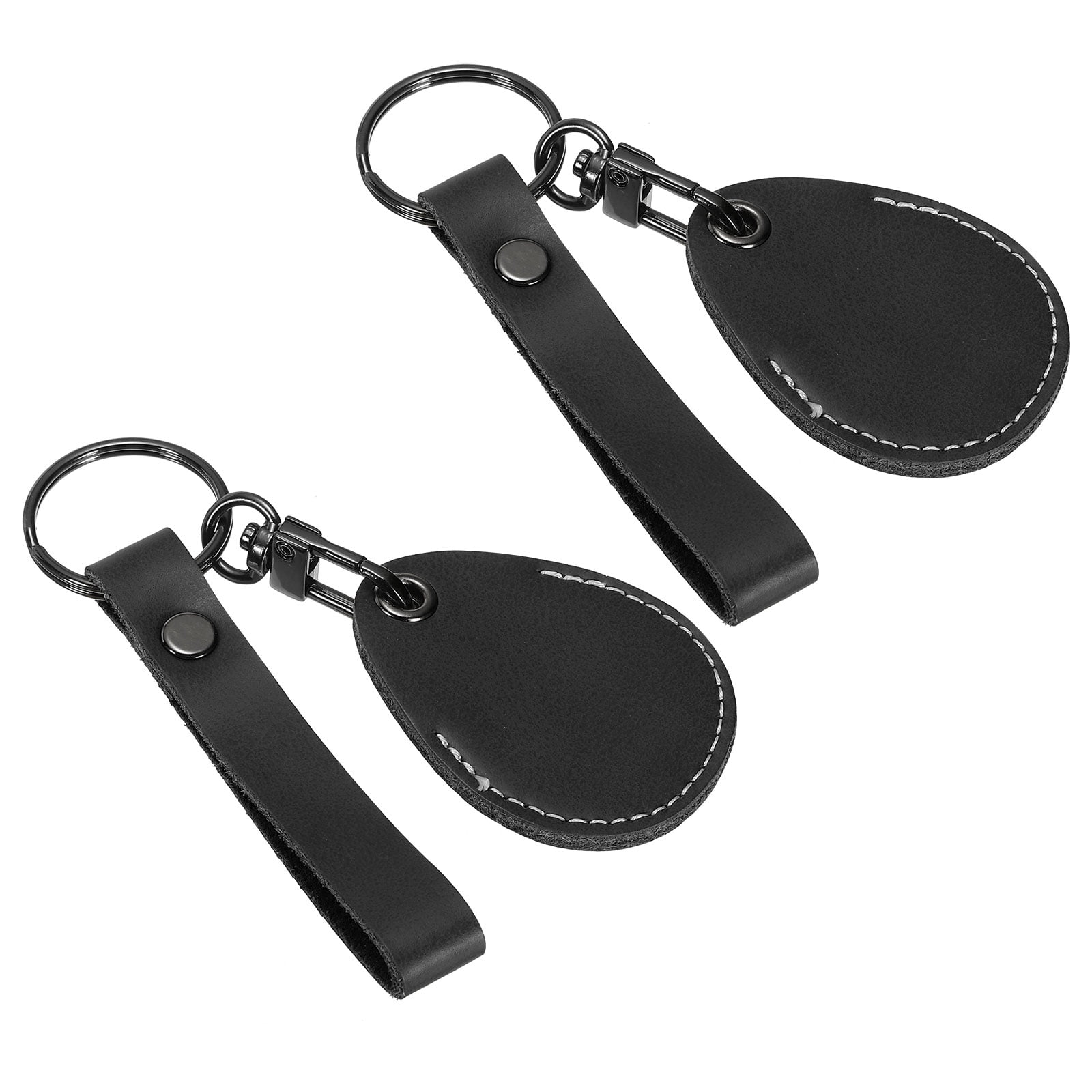 Uxcell Leather Keychain Blanks, 2 Pack Cowhide Key Fob with Key Rings