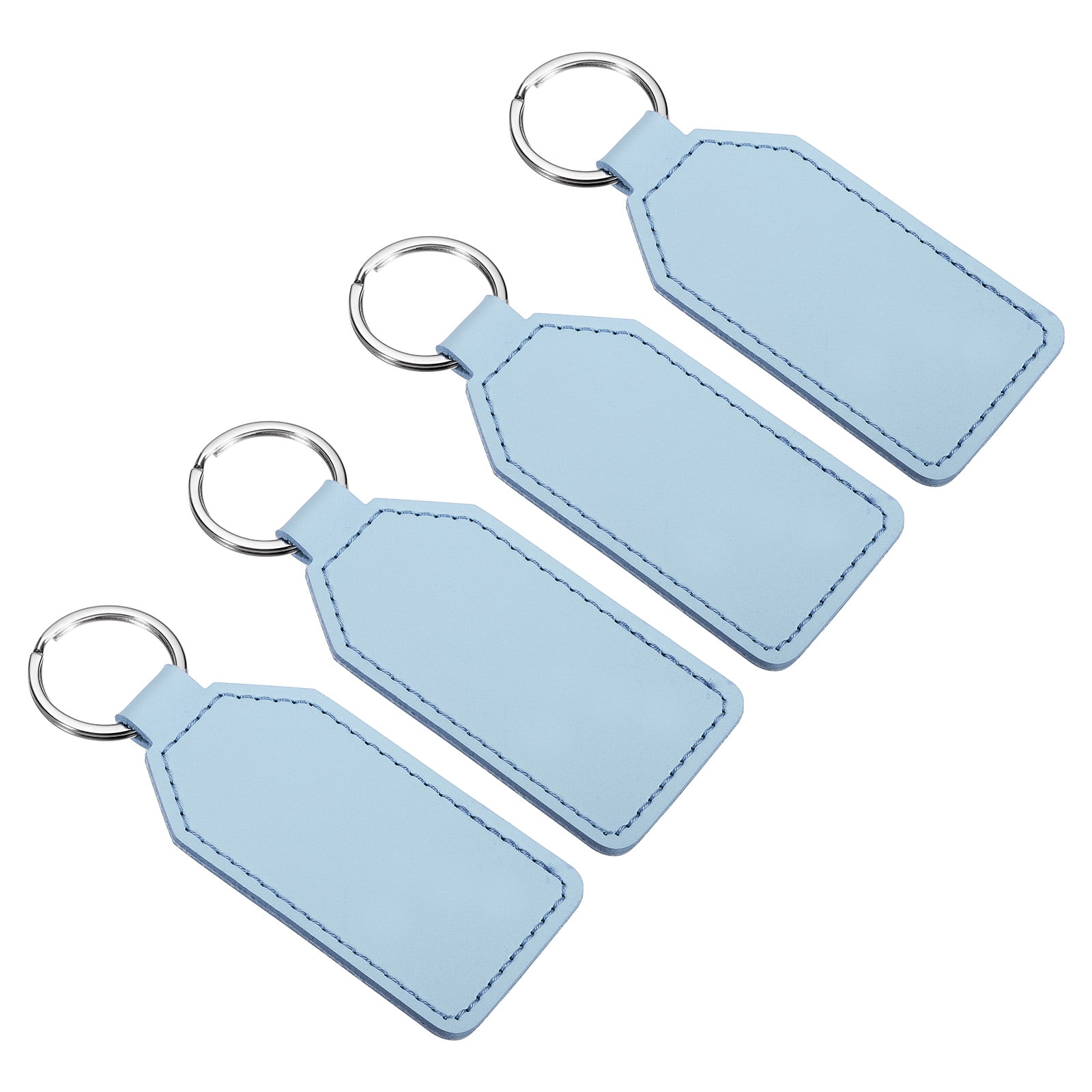 Uxcell Leather Keychain Blanks, 4 Pack PU Leather Key Fob with Key ...