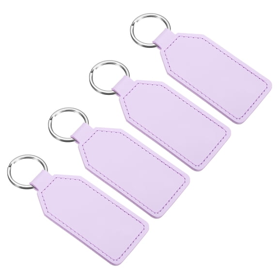 Uxcell Leather Keychain Blanks, 4 Pack PU Leather Key Fob with Key Rings, Purple