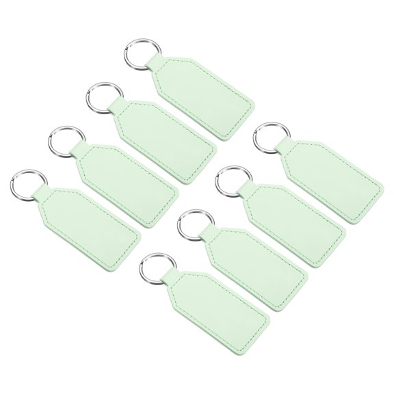 Uxcell Leather Keychain Blanks, 8 Pack PU Leather Key Fob with Key Rings, Green