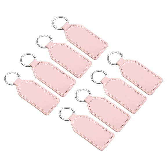 Uxcell Leather Keychain Blanks, 8 Pack PU Leather Key Fob with Key Rings, Pink