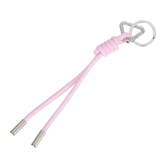 Uxcell Leather Keychain with Triangle Ring Charm and Braided Design, Light Purple