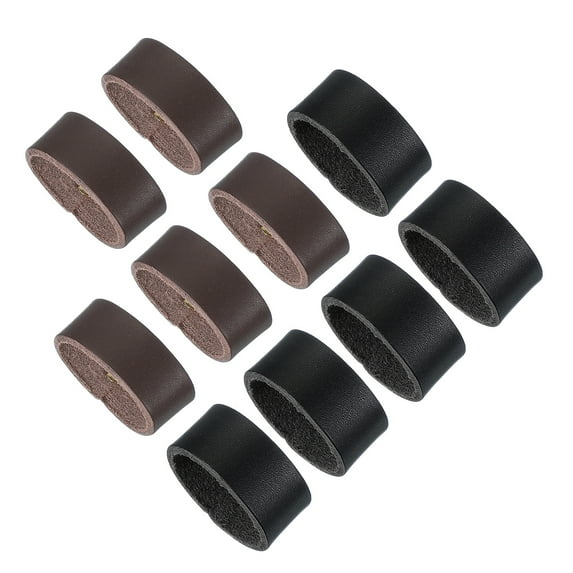 Uxcell Leather Loop Keeper, 10 Pcs Leather Loops Belt Keeper Loops Retainer Straps Replacement for 1.1 Inch Wide Belts/Straps, Black/Coffee Color