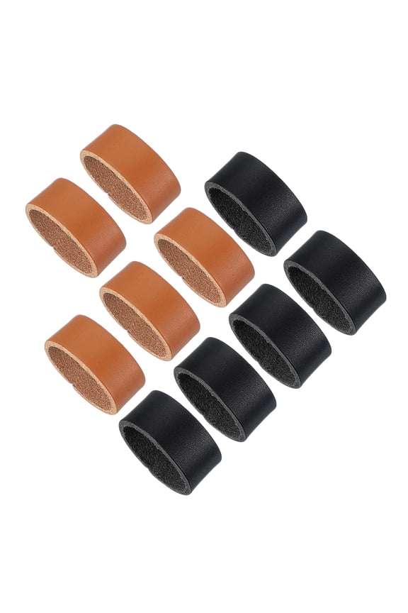 Leather Loop Keeper, 10 Pcs Leather Loops Belt Keeper Loops Retainer Straps Replacement for 1.1 Inch Wide Belts/Straps, Black/Earthy Yellow