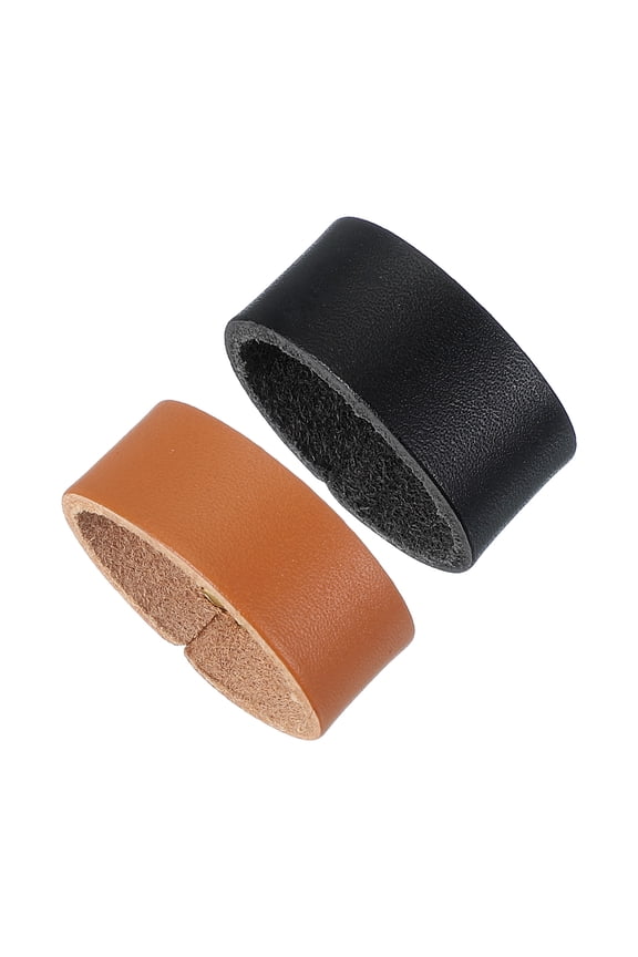 Leather Loop Keeper, 2 Pcs Leather Loops Belt Keeper Loops Retainer Straps Replacement for 1.3 Inch Wide Belts/Straps, Black/Earthy Yellow