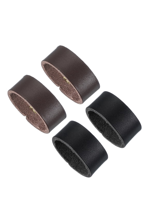 Leather Loop Keeper, 4 Pcs Leather Loops Belt Keeper Loops Retainer Straps Replacement for 1.1 Inch Wide Belts/Straps, Black/Coffee Color