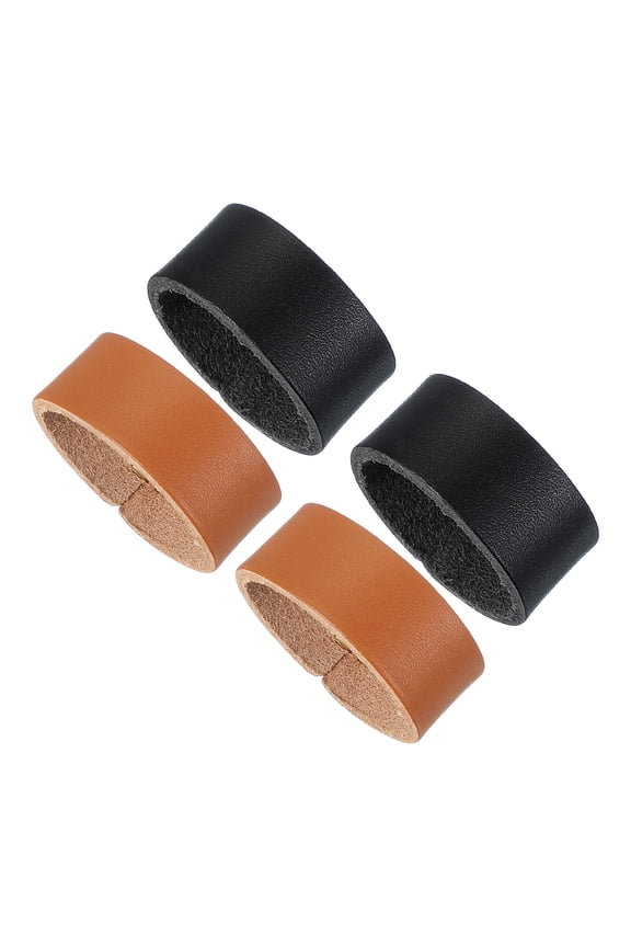 Leather Loop Keeper, 4 Pcs Leather Loops Belt Keeper Loops Retainer Straps Replacement for 1.1 Inch Wide Belts/Straps, Black/Earthy Yellow